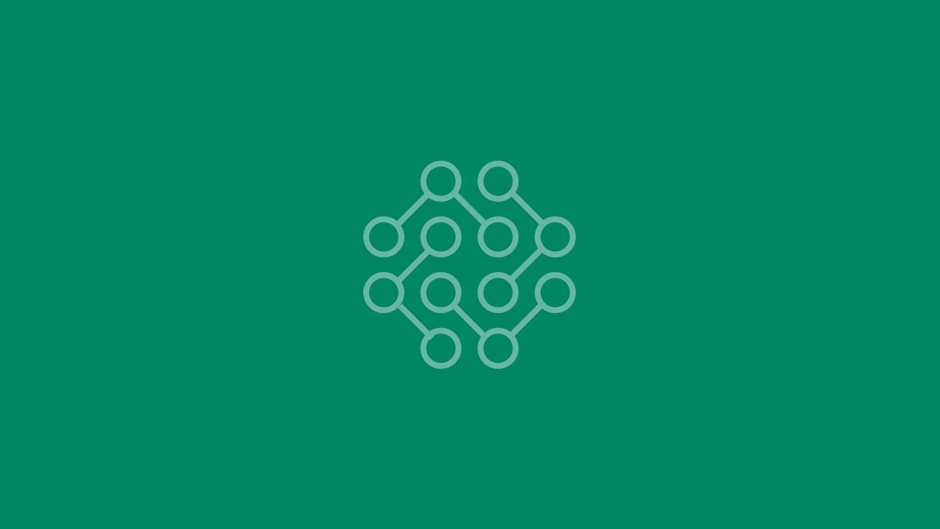 Molecule icon with teal geometric background