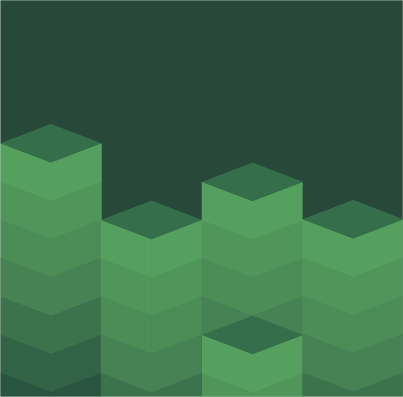 Green cube stacks on an emerald background.