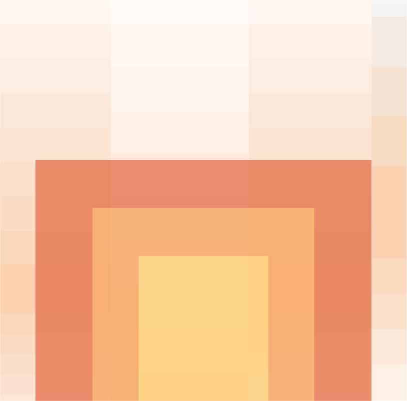 Yellow, orange, and red squares on a beige gradient background.